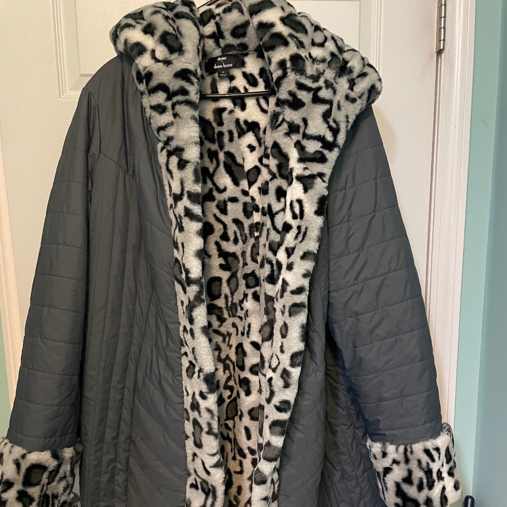 dennis basso winter jacket with faux fur lining, size 1X